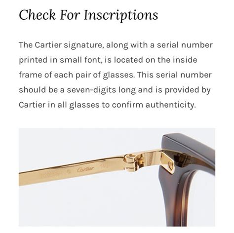 cartier glasses serial number check